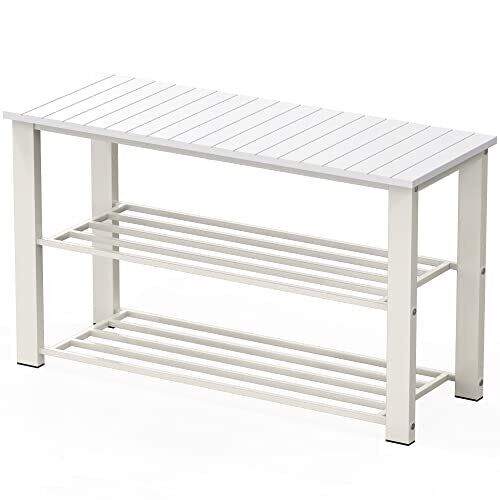 Wood Top Shoe Storage Bench for Entryway 29" White - Picture 1 of 6