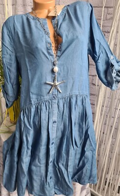 Jeanskleid Kleid Tom Tailor Tunikakleid 3/4 Ärmel Damen blau (8306) NEU
