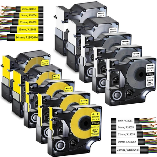 IND Heat-Shrink Tube Labels for Dymo Rhino 1000, 4200, 5200, 5000, 6000 - Picture 1 of 23