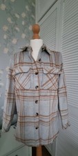 Bnwt Women Object Grey Check Shacket Sz 10 Rrp £70