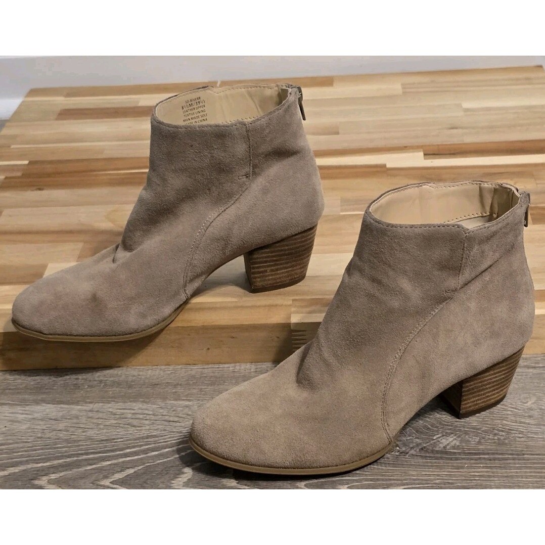 Sole Society Riverr Women's Brown Leather Block Heel Ankle Boots Size 8.5