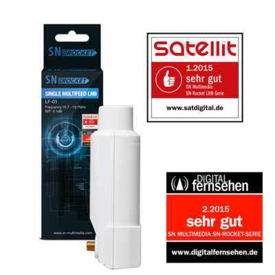 SN Rocket Single Lnb 0.1db, Full HD 3D, 4K,Digital LNB, vergoldete Anschlüsse
