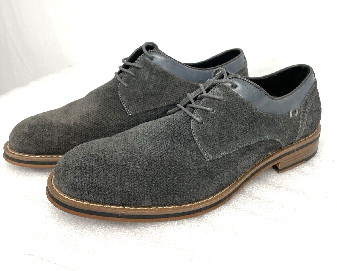 JOSEPH ABBOUD Cannon Honey Comb Pattern Gray Suede Oxfords  display picture 3