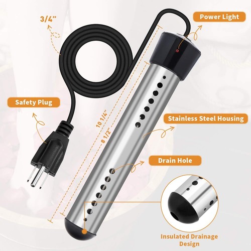 Instant Hot Water Immersion Heater with LCD Display - Ideal for Buckets & Pools - Picture 5 of 9