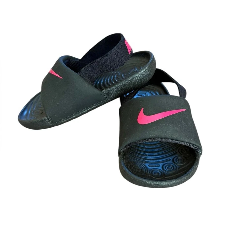 Sandalias Nike Kawa Slides negras rosa vivo talla 7 BV1094-008 Foto 2 de 4