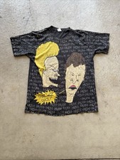 Vintage 1993 Beavis And Butthead MTV All Over Print Single Stitch Tee Men's XL