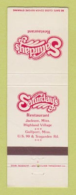 Matchbook Cover - Everloving Saturday's Restaurant Jackson MS Gulfport