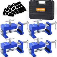 Professional Cabinet Clamps 4 Pack, Heavy-Duty Cast Steel, Integrated Drill G...