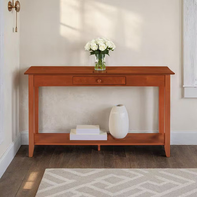 American Heritage 48 In. Cherry Standard Rectangle Wood Console Table with Drawe