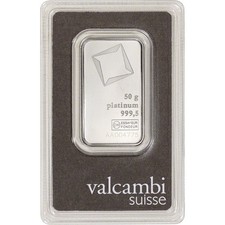 50 gram Platinum Bar - Valcambi Suisse - 999.5 Fine in Sealed Assay 1710.03 per troy oz
