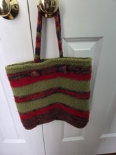 Handmade Boho Felted Hand/ Shoulder Bag Green And Red