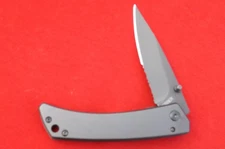 GERBER  ALUMINUM HANDLE  GRAY  METAL CARRYING CLIP  COMBO BLADE KNIFE  UNUSED