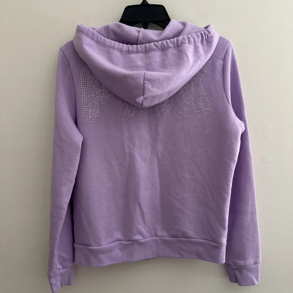 Victoria's Secret ROSA Sudadera con Capucha Estrás Logo Bling Púrpura Cremallera Completa Talla M Foto 2 de 4
