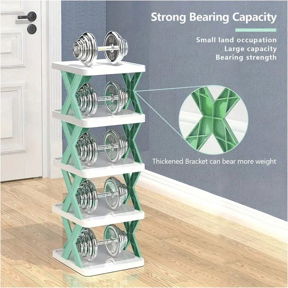 4 5 6 Tier Folding Shoe Rack Stackable Plastic Entryway Closet Storage ...