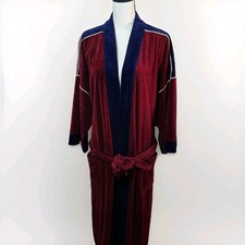 Vintage Mens Robe One Size Maroon Red Pierre Cardin Retro Bachelor Hugh Hefner