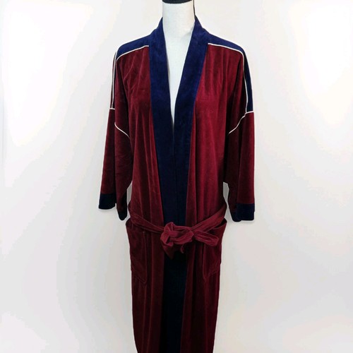Vintage Mens Robe One Size Maroon Red Pierre Cardin Retro Bachelor Hugh Hefner