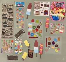 Lot of Sweets Candy Snacks Stickers & Mini 6 Pg Sticker Book! Joy Marie, Etc