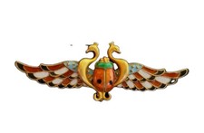 Carter & Gough Gold Brooch Antique Egyptian Revival Enamel Winged Scarab Brooch