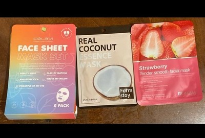 Celavi, Formstoy, BIOAQUA Sheet Mask Set 5 Pack Coconut Strawberry
