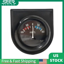 Universal 2'' 52mm LED Pointer Auto Boat Amp Meter Gauge 60-0-60 Amp 12V Black