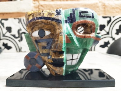 Handcrafted Gemstone Death-Life Mask Maya/Aztec Style