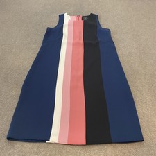 Ann Taylor Factory Dress Womens 0P Blue Multicolor Stripe Sleeveless Shift
