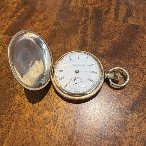 Antique 1891 Illinois Watch Co Pocket Watch GF 18S 11 Jewel With Stand Runs