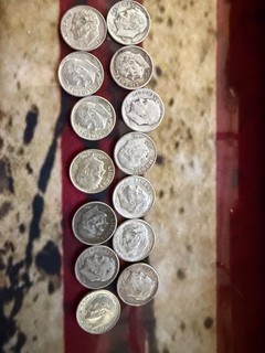 ( 14) .900 Silver Roosevelt Dimes assorted dates 90% Silver