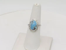 Native American Navajo Handmade Sterling Silver & Turquoise Ring Size 7