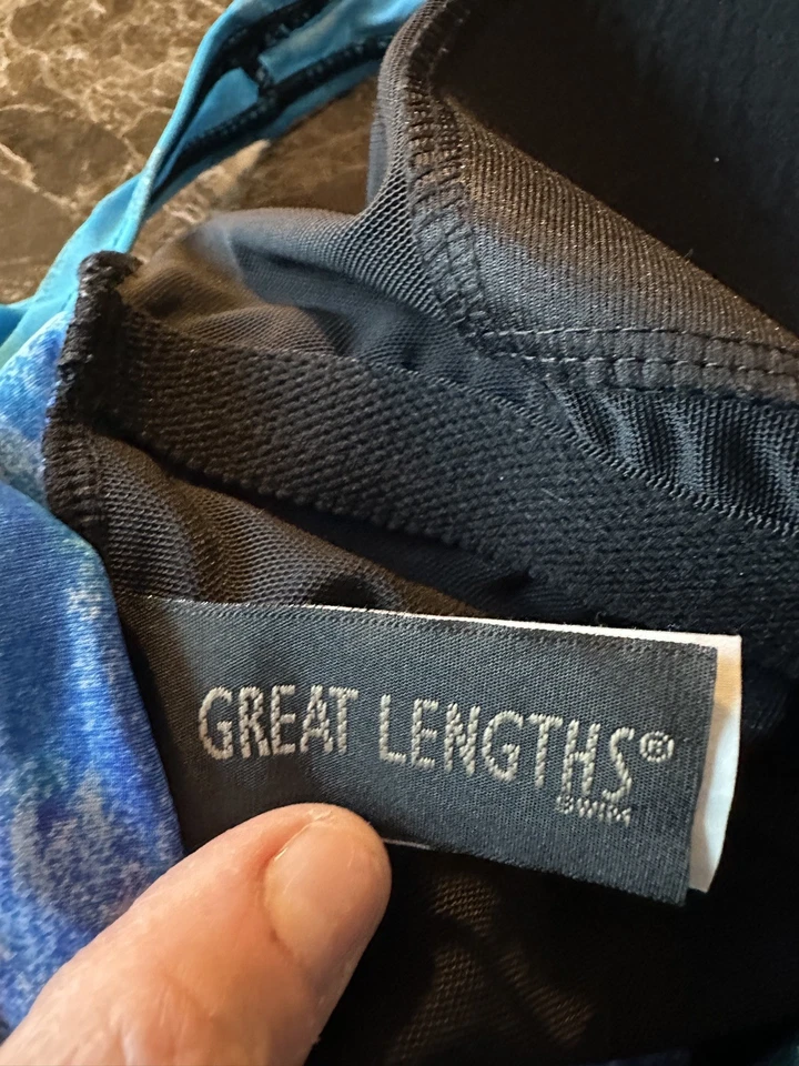 TRAJE DE BAÑO DE 1 PIEZA CUELLO ALTO AZUL/PÚRPURA/NEGRO TALLA 14 GRANDES LONGITUDES Foto 3 de 4