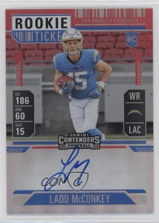 2024 Panini Contenders Rookie RPS FOTL Red Zone Ticket Ladd McConkey Auto 1mc9