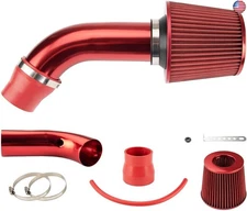3" Universal Cold Air Intake Kit, Aluminum Car Air Intake Pipe Kit, Red