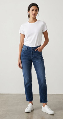 FIDELITY DENIM Parker Cropped Corduroy Pants Used Indigo $198 A2