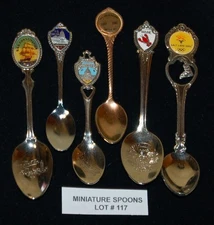 VINTAGE Miniature Spoons Maine Salt Lake Sacramento US Capitol Set of 6 Lot#117