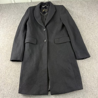 Zara Manteco Mantel Damen XS Schwarz Wollmischgewebe Premium Qualität Italien Marokko
