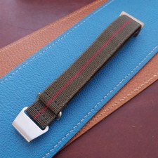 20mm Marine Nationale MN French Parachute Green  Red Elastic Watch Strap
