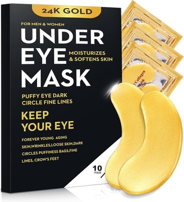 20Pcs/10Pairs Under Eye Patches Gold for Dark Circles, Puffy Eyes, and Wrinkles,