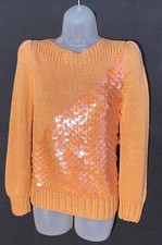 Vtg 80's Peach Sequin Sweater