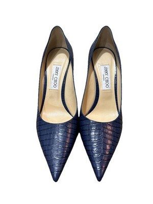 Jimmy Choo ♡ LOVE 85 コバルトブルー Jimmy Choo Love 85 Croc Embossed Blue Pumps Womens Sz 41 (9-9.5) W