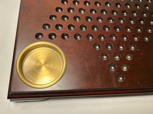 Vintage 2001 Bombay Wood & Brass Chinese Checker Board 16” - Picture 6 of 23