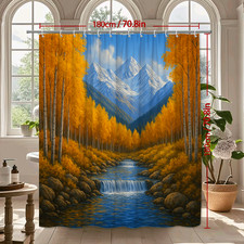 Autumn Landscape Shower Curtain with Mountains and River