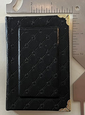 Handmade Black Pocket Journal Hand Sewn Cotton Linen Paper Leather Metal Corners