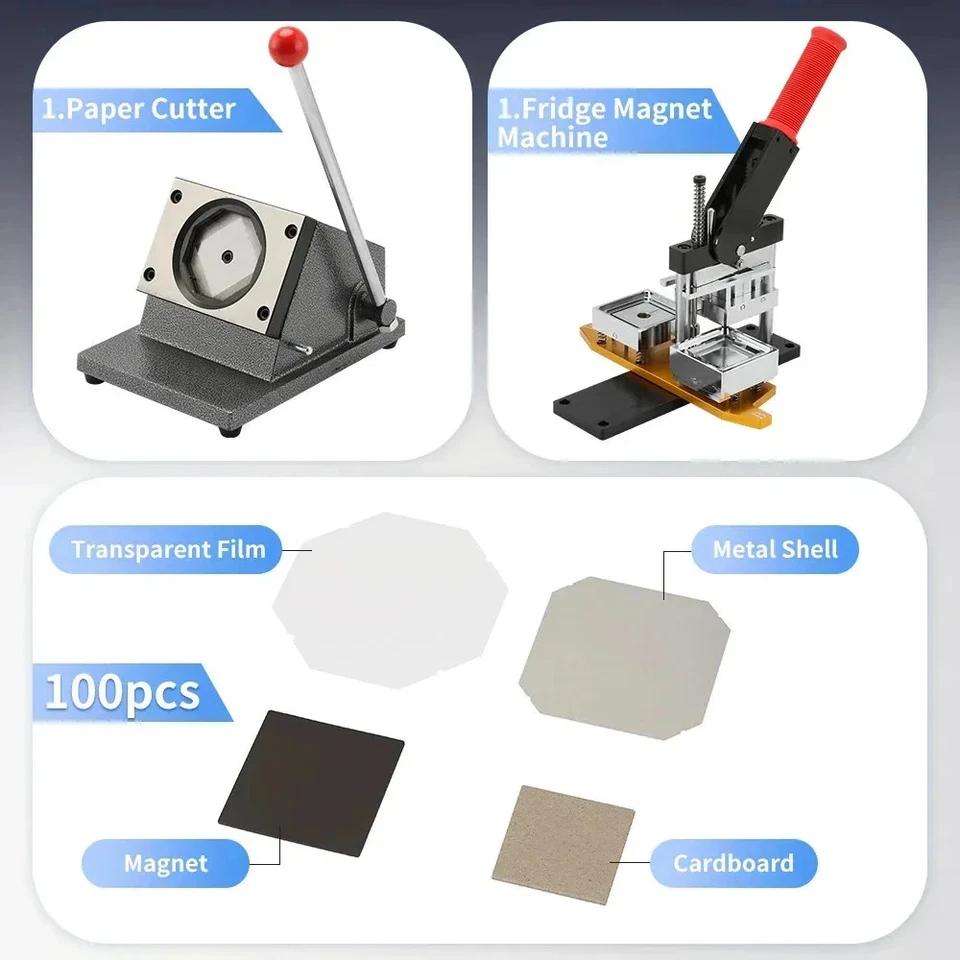 2.5X2.5" Square Fridge Magnet Maker Machine Photo Magnet Making KIT Button Maker - Image 3 of 4