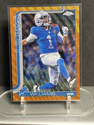 2025 Topps Chrome Jameson Williams Orange Wave Refractor /25 Detroit Lions