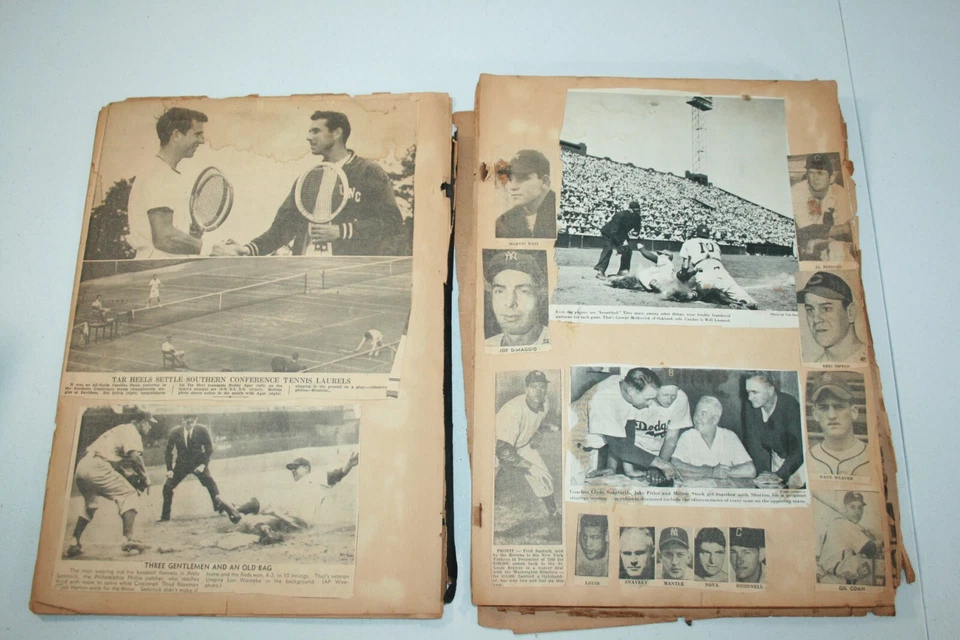 Vintage 1930's - 50s Baseball Football Boxing Scrapbook Robinson Dimaggio Mantle - Image 3 of 4