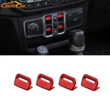 4pc Red Window Switch Cover Trim Fit For Jeep Wrangler JL JT Gladiator 2018-2025