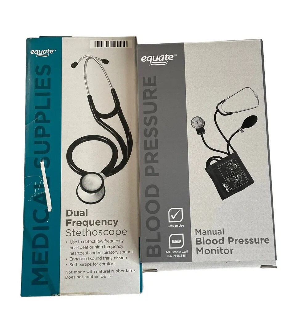 Equate Manual Blood Pressure Cuff & Dual Frequency Stethoscope NEW eBay