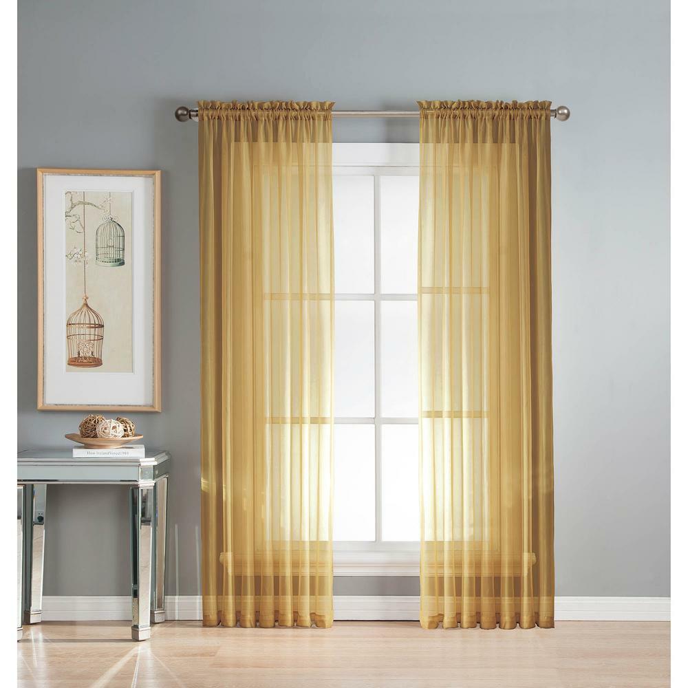 Empire Home Charli Sheer Voile Curtain Panels - Set Of 2, 120" Super Long, Orange