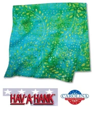 Hav-A-Hank BATIK GREEN Blue TIE DYE BANDANA Head Neck Wrap Face Mask Scarf Cover