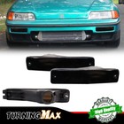 Black Front Corner Turn Signal Light Housings Kit For 1990-1991 Honda CR-X / CRX